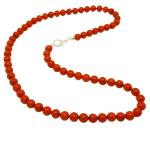 El Coral Collar Coral Rojo Bolas 7,5 mm, Longitud 54 cm y Cierre Plateado