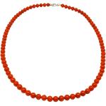 El Coral Collar Coral Rojo Bolas 7 mm, Longitud 50 cm y Cierre Plateado