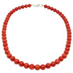 El Coral Collar Coral Rojo Bolas 8.5 mm, Longitud 45 cm y Cierre Plateado