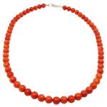 El Coral Collar Coral Rojo Bolas 9 mm, Longitud 50 cm y Cierre Plateado