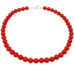 El Coral Collar Coral Rojo Bolas 9.2 mm, Longitud 45 cm y Cierre Plateado