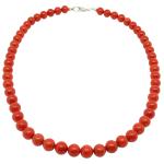 El Coral Collar Coral Rojo Bolas 9.5 mm, Longitud 50 cm y Cierre Plateado