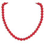 El Coral Collar Coral Rojo Bolas 9 mm, Longitud 45 cm y Cierre Plateado