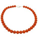 El Coral Collar Coral Rojo Bolas 10.5 mm, Longitud 45 cm y Cierre Plateado