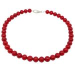 El Coral Collar Coral Rojo Bolas 10 mm, Longitud 45 cm y Cierre Plateado
