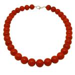 El Coral Collar Coral Rojo Bolas 12.5 mm, Longitud 45 cm y Cierre Plateado