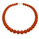 El Coral Collana Corallo Rosso 12mm. Chiusura Argentata Lunghezza 50cm. Peso 99gr. 