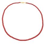 El Coral Collar Coral Rojo Bolas 3.5 mm, Longitud 42cm y Cierre Dorado