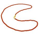 El Coral Collar Coral Rojo Bolas 3.5 mm, Longitud 50 cm y Cierre Dorado