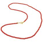 El Coral Necklace Red Coral 3 mm Balls, 50 cm Length and Golden Clasp