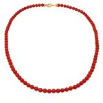 El Coral Collar Coral Rojo Bolas 4.5 mm, Longitud 42cm y Cierre Dorado