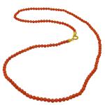El Coral Collana Corallo Rosso Pallini da 4mm. Lunghezza 50cm. Chiusura Dorata 