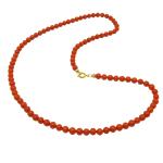 El Coral Collar Coral Rojo Bolas 5.5 mm, Longitud 53 cm y Cierre Dorado