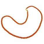 El Coral Collar Coral Rojo Bolas 5 mm, Longitud 50 cm y Cierre Dorado