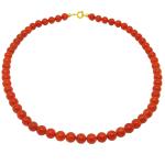 El Coral Collar Coral Rojo Bolas 7.5 mm, Longitud 42 cm y Cierre Dorado