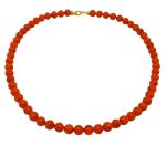 El Coral Collar Coral Rojo Bolas 7 mm, Longitud 50 cm y Cierre Dorado