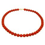 El Coral Collar Coral Rojo Bolas 8.5 mm, Longitud 42cm y Cierre Dorado