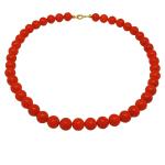 El Coral Collar Coral Rojo Bolas 9 mm, Longitud 50 cm y Cierre Dorado