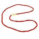 El Coral Collar Coral Rojo Tubitos Barrocos y Cierre Dorado