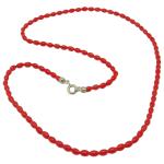 El Coral Collana Corallo Rosso Olivette da 3x5mm. Lunghezza 50cm. Chiusura Argentata