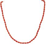 El Coral Collar Coral Rojo Olivas 4x6 mm y Cierre Plateado