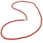El Coral Collana Corallo Rosso Olivette da 3x5mm. Lunghezza 50cm. Chiusura Dorata