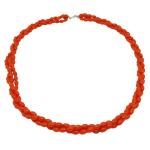 El Coral Collar Coral Rojo Olivas 4x6 mm y Cierre Plateado