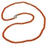 El Coral Collar Coral Rojo Forma Lentejas y Cierre Plateado