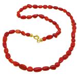 El Coral Collar Coral Rojo Bolas Barrocas y Cierre Dorado