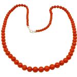 El Coral Collar Coral Rojo Bolas 4-8 mm Escaladas y Cierre Plateado