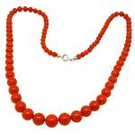 El Coral Collar Coral Rojo Bolas 5-10 mm Escaladas y Cierre Plateado