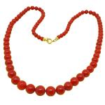 El Coral Collar Coral Rojo Bolas 5-10 mm Escaladas y Cierre Dorado