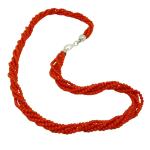 El Coral Collar 5 Hilos Coral Rojo Bolas 2.5mm, Longitud 52cm y Cierre Plateado