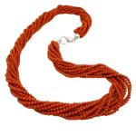 El Coral Collana Corallo Rosso 3mm. 10Fili Chiusura Argentata Lunghezza 62cm. 