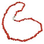 Coralli di Sardegna Necklace Sardinian Coral Baroque Balls and Silvered Clasp, 47cm Length and 15gr Weight
