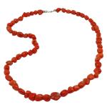 Coralli di Sardegna Necklace Sardinian Coral Baroque Balls and Silvered Clasp, 50cm Length and 29gr Weight