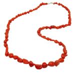 Coralli di Sardegna Necklace Sardinian Coral Baroque Balls and Silvered Clasp, 62cm Length and 34gr Weight