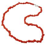Coralli di Sardegna Necklace Sardinian Coral Baroque Balls and Silvered Clasp, 46cm Length and 17gr Weight