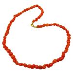 Coralli di Sardegna Necklace Sardinian Coral Baroque Balls and Golden Clasp, 48cm Length and 22gr Weight