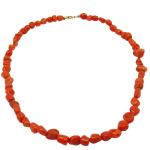 Coralli di Sardegna Necklace Sardinian Coral Baroque Balls and Golden Clasp, 48cm Length and 34gr Weight
