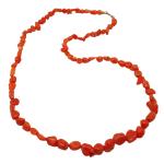 Coralli di Sardegna Necklace Sardinian Coral Baroque Balls and Golden Clasp, 61cm Length and 34gr Weight