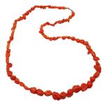 Coralli di Sardegna Collar Coral Cerdeña Bolas Barrocas y Cierre Dorado, 61cm Largo y 34gr Peso