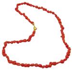 Coralli di Sardegna Necklace Sardinian Coral Baroque Balls and Golden Clasp, 47cm Length and 15gr Weight