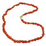 Coralli di Sardegna Necklace Sardinian Coral Baroque Balls and Golden Clasp, 47cm Length and 22gr Weight