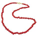 Coralli di Sardegna Necklace Sardinian Coral Baroque Balls and Golden Clasp, 47cm Length and 17gr Weight