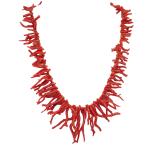 Coralli di Sardegna Collar Coral Rojo Cerdeña Franjas y Cierre Dorado, 142gr Peso