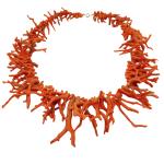 Coralli di Sardegna Collar Coral Rojo Cerdeña Franjas y Cierre Dorado, 143gr Peso