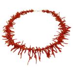 Coralli di Sardegna Collar Coral Rojo Cerdeña Franjas y Cierre Plateado, 30gr Peso