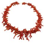 Coralli di Sardegna Necklace Sardinian Red Coral Stripes and Silvered Clasp, 98gr Weight