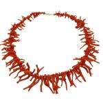 Coralli di Sardegna Necklace Sardinian Red Coral Stripes and Silvered Clasp, 42gr Weight